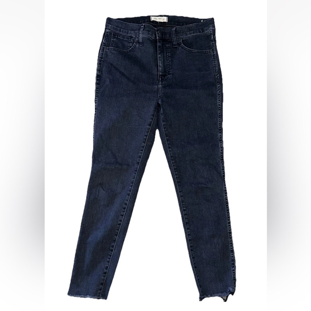 Madewell 10" High Rise Skinny Jeans-Faded Black-Size 29 distressed hem